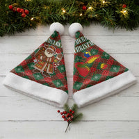 Guadeloupe Christmas Santa Hat with Green-Red Plaid Design, Island Map, and Traditional Santa Motif - Wonder Print Shop
