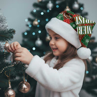 Guadeloupe Christmas Santa Hat with Green-Red Plaid Design, Island Map, and Traditional Santa Motif - Wonder Print Shop