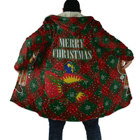 Guadeloupe Christmas Cloak with Green-Red Plaid Design, Island Map, and Traditional Santa Motif - Wonder Print Shop