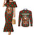 Guadeloupe Christmas Couples Matching Mermaid Dress and Long Sleeve Button Shirt with Green-Red Plaid Design, Island Map, and Traditional Santa Motif - Wonder Print Shop