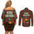 Guadeloupe Christmas Couples Matching Off Shoulder Short Dress and Long Sleeve Button Shirt with Green-Red Plaid Design, Island Map, and Traditional Santa Motif - Wonder Print Shop