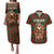 Guadeloupe Christmas Couples Matching Puletasi and Hawaiian Shirt with Green-Red Plaid Design, Island Map, and Traditional Santa Motif - Wonder Print Shop