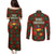 Guadeloupe Christmas Couples Matching Puletasi and Long Sleeve Button Shirt with Green-Red Plaid Design, Island Map, and Traditional Santa Motif - Wonder Print Shop
