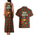 Guadeloupe Christmas Couples Matching Tank Maxi Dress and Hawaiian Shirt with Green-Red Plaid Design, Island Map, and Traditional Santa Motif - Wonder Print Shop