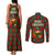 Guadeloupe Christmas Couples Matching Tank Maxi Dress and Long Sleeve Button Shirt with Green-Red Plaid Design, Island Map, and Traditional Santa Motif - Wonder Print Shop