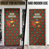 Guadeloupe Christmas Door Cover with Green-Red Plaid Design, Island Map, and Traditional Santa Motif - Wonder Print Shop