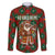 Guadeloupe Christmas Family Matching Long Sleeve Bodycon Dress and Hawaiian Shirt with Green-Red Plaid Design, Island Map, and Traditional Santa Motif - Wonder Print Shop