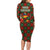 Guadeloupe Christmas Family Matching Long Sleeve Bodycon Dress and Hawaiian Shirt with Green-Red Plaid Design, Island Map, and Traditional Santa Motif - Wonder Print Shop