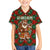 Guadeloupe Christmas Family Matching Off The Shoulder Long Sleeve Dress and Hawaiian Shirt with Green-Red Plaid Design, Island Map, and Traditional Santa Motif - Wonder Print Shop