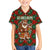 Guadeloupe Christmas Family Matching Off Shoulder Short Dress and Hawaiian Shirt with Green-Red Plaid Design, Island Map, and Traditional Santa Motif - Wonder Print Shop