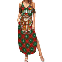 Guadeloupe Christmas Family Matching Summer Maxi Dress and Hawaiian Shirt with Green-Red Plaid Design, Island Map, and Traditional Santa Motif - Wonder Print Shop
