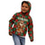 Guadeloupe Christmas Kid Hoodie with Green-Red Plaid Design, Island Map, and Traditional Santa Motif - Wonder Print Shop
