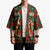 Guadeloupe Christmas Kimono with Green-Red Plaid Design, Island Map, and Traditional Santa Motif - Wonder Print Shop
