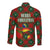 Guadeloupe Christmas Long Sleeve Button Shirt with Green-Red Plaid Design, Island Map, and Traditional Santa Motif - Wonder Print Shop