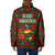 Guadeloupe Christmas Padded Jacket with Green-Red Plaid Design, Island Map, and Traditional Santa Motif - Wonder Print Shop