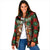 Guadeloupe Christmas Padded Jacket with Green-Red Plaid Design, Island Map, and Traditional Santa Motif - Wonder Print Shop