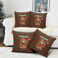Guadeloupe Christmas Pillow Cover with Green-Red Plaid Design, Island Map, and Traditional Santa Motif - Wonder Print Shop