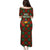 Guadeloupe Christmas Puletasi with Green-Red Plaid Design, Island Map, and Traditional Santa Motif - Wonder Print Shop
