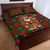 Guadeloupe Christmas Quilt Bed Set with Green-Red Plaid Design, Island Map, and Traditional Santa Motif - Wonder Print Shop