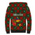 Guadeloupe Christmas Sherpa Hoodie with Green-Red Plaid Design, Island Map, and Traditional Santa Motif - Wonder Print Shop