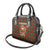 Guadeloupe Christmas Shoulder Handbag with Green-Red Plaid Design, Island Map, and Traditional Santa Motif - Wonder Print Shop