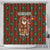 Guadeloupe Christmas Shower Curtain with Green-Red Plaid Design, Island Map, and Traditional Santa Motif - Wonder Print Shop