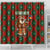 Guadeloupe Christmas Shower Curtain with Green-Red Plaid Design, Island Map, and Traditional Santa Motif - Wonder Print Shop