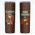 Guadeloupe Christmas Skinny Tumbler with Green-Red Plaid Design, Island Map, and Traditional Santa Motif - Wonder Print Shop