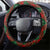 Guadeloupe Christmas Steering Wheel Cover with Green-Red Plaid Design, Island Map, and Traditional Santa Motif - Wonder Print Shop