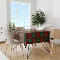 Guadeloupe Christmas Tablecloth with Green-Red Plaid Design, Island Map, and Traditional Santa Motif - Wonder Print Shop