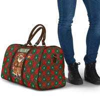 Guadeloupe Christmas Travel Bag with Green-Red Plaid Design, Island Map, and Traditional Santa Motif - Wonder Print Shop