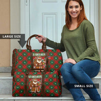Guadeloupe Christmas Travel Bag with Green-Red Plaid Design, Island Map, and Traditional Santa Motif - Wonder Print Shop
