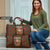 Guadeloupe Christmas Travel Bag with Green-Red Plaid Design, Island Map, and Traditional Santa Motif - Wonder Print Shop