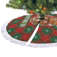 Guadeloupe Christmas Tree Skirt with Green-Red Plaid Design, Island Map, and Traditional Santa Motif - Wonder Print Shop