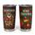 Guadeloupe Christmas Tumbler Cup with Green-Red Plaid Design, Island Map, and Traditional Santa Motif - Wonder Print Shop