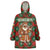 Guadeloupe Christmas Wearable Blanket Hoodie with Green-Red Plaid Design, Island Map, and Traditional Santa Motif - Wonder Print Shop