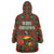 Guadeloupe Christmas Wearable Blanket Hoodie with Green-Red Plaid Design, Island Map, and Traditional Santa Motif - Wonder Print Shop