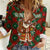 Guadeloupe Christmas Women Casual Shirt with Green-Red Plaid Design, Island Map, and Traditional Santa Motif - Wonder Print Shop