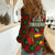 Guadeloupe Christmas Women Casual Shirt with Green-Red Plaid Design, Island Map, and Traditional Santa Motif - Wonder Print Shop