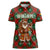 Guadeloupe Christmas Women Polo Shirt with Green-Red Plaid Design, Island Map, and Traditional Santa Motif - Wonder Print Shop
