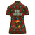 Guadeloupe Christmas Women Polo Shirt with Green-Red Plaid Design, Island Map, and Traditional Santa Motif - Wonder Print Shop