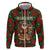 Guadeloupe Christmas Zip Hoodie with Green-Red Plaid Design, Island Map, and Traditional Santa Motif - Wonder Print Shop