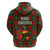 Guadeloupe Christmas Zip Hoodie with Green-Red Plaid Design, Island Map, and Traditional Santa Motif - Wonder Print Shop