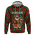 Guadeloupe Christmas Zip Hoodie with Green-Red Plaid Design, Island Map, and Traditional Santa Motif - Wonder Print Shop