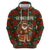 Guadeloupe Christmas Zip Hoodie with Green-Red Plaid Design, Island Map, and Traditional Santa Motif - Wonder Print Shop