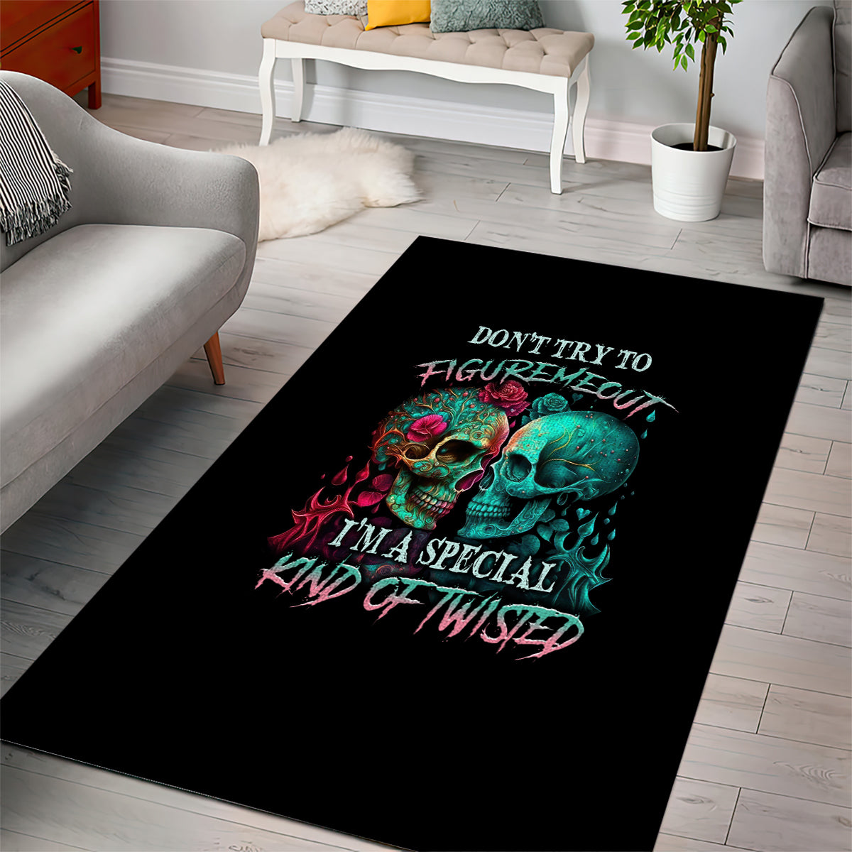 Don't Try To Figure Me Out Skull Area Rug - Wonder Print Shop