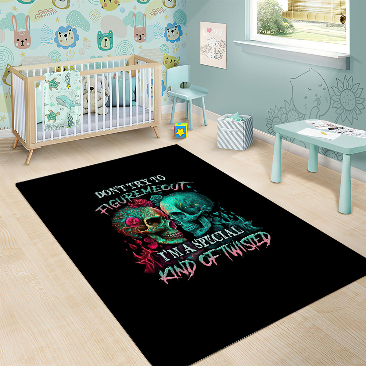 Don't Try To Figure Me Out Skull Area Rug - Wonder Print Shop