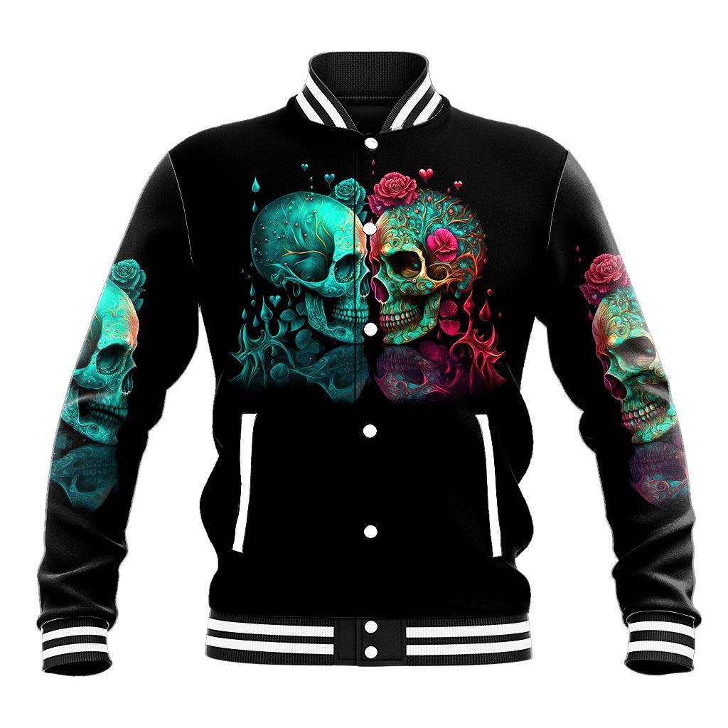 Don't Try To Figure Me Out Skull Baseball Jacket - Wonder Print Shop