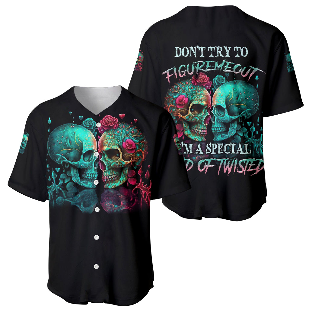 Don't Try To Figure Me Out Skull Baseball Jersey - Wonder Print Shop