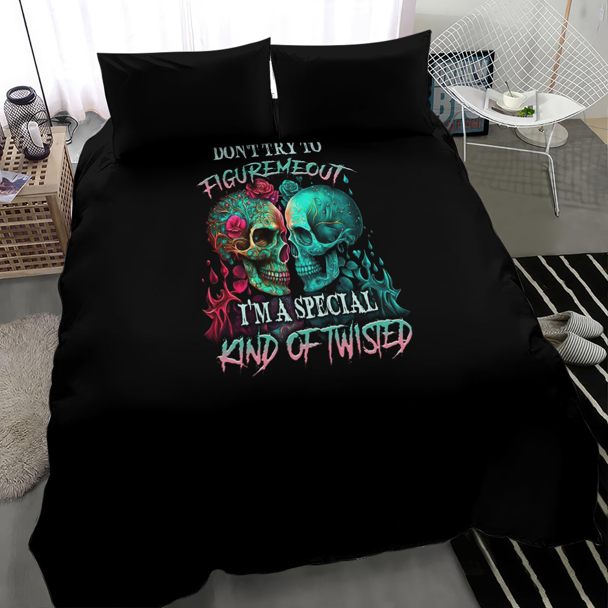 Don't Try To Figure Me Out Skull Bedding Set - Wonder Print Shop